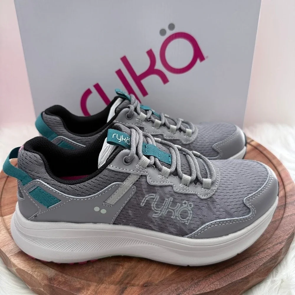 Ryka Treetop‎ Trail Tech Grey Teal Walking Shoes Womens 7.5 M J3125M1020 NEW